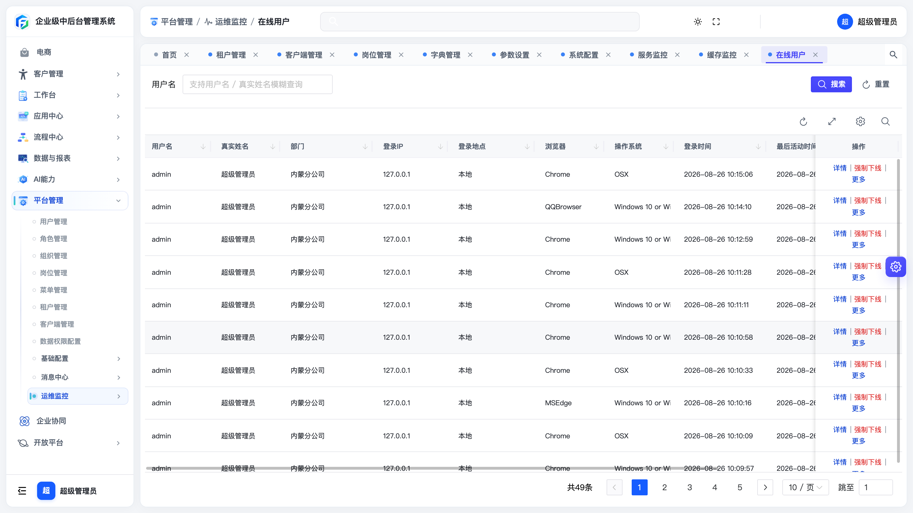 在线用户列表